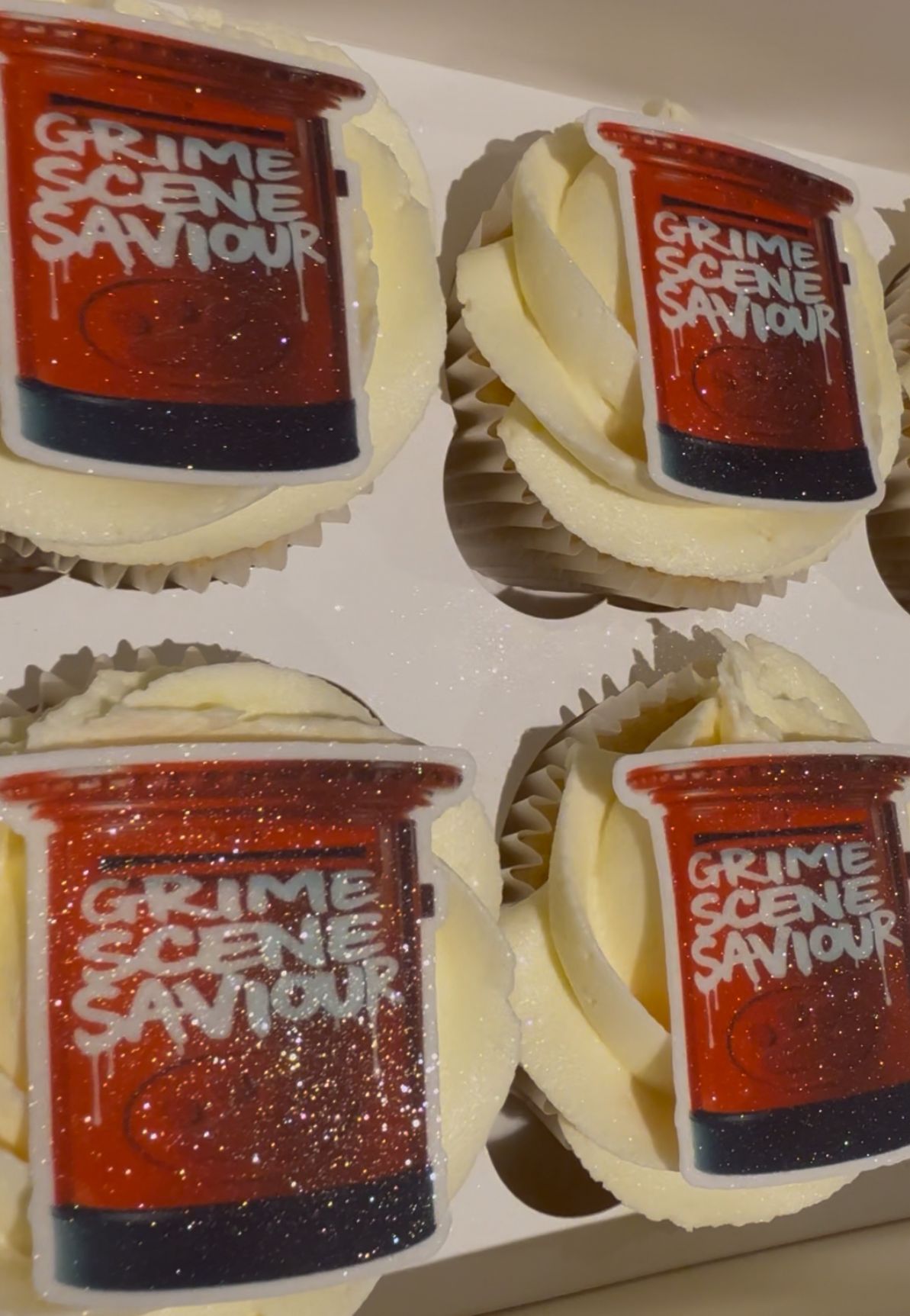 Custom branded cupcakes with personalised edible toppers